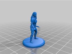umano combattente dd dnd femmina spada lunga miniatura guerriero 3d print model - Mito3D