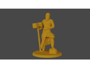 Humain barbare malmener dd dnd combattant miniature marteau guerre chef militaire guerrier 3d print model - Mito3D
