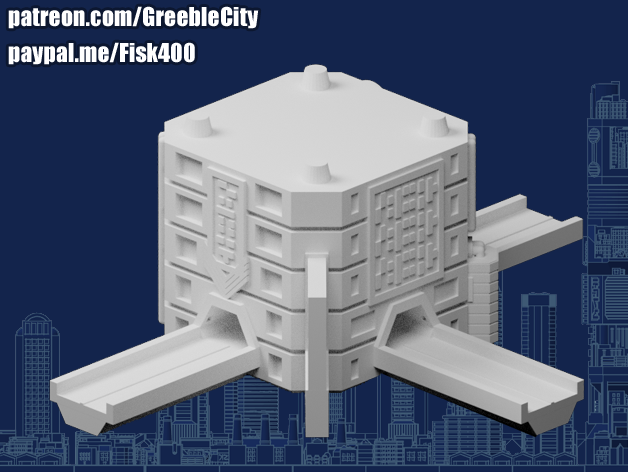 Greeblecity cyberpunk modular carretera red ciudad verde 3D print model - Mito3D