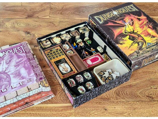 dungeonquest board game box insert boardgame boardgames games accessory organizer 3D print model - Mito3D