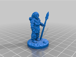 ice age spearwoman 28mm 28mmscale barbarian barbarians caveman dnd miniature fantasy iceage paleolithic stoneage 3d print model - Mito3D
