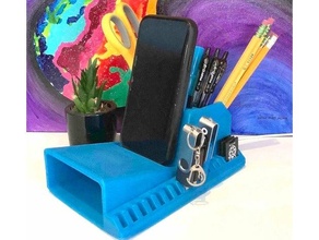 escritorio organizador 3d impresora lápiz soporte cargador teléfono estante altavoz estudiante desafio studentdesignchalenge 3d print model - Mito3D