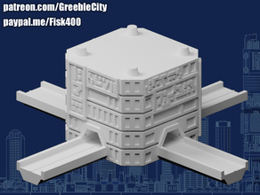 greeblecity cyberpunk modular tower cross road 3d print model - Mito3D