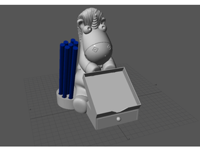 fluffy unicorn - desk organiser organizer toy despicableme kids girl minion pencil holder pen post-it 3d print model - Mito3D