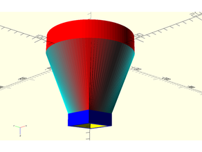 carré adaptateur entonnoir transition 3d print model - Mito3D