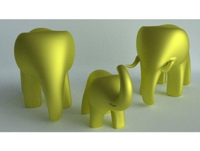 elefante família animal animais decoração 3d print model - Mito3D