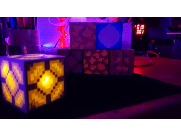 Minecraft luce blocchi litofania guidato 3D print model - Mito3D