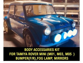 tamiya rover mini m01 m03 m05 rallye body accessaries bumper classic door mirrors fog lamp light grill m-chassis monte-carlo conversion rc accessories sports vintage 3d print model - Mito3D