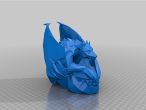 Drachen Schädel poly Origami Kreatur Dungeons Fantasie Marmor Skulptur Skelett stl 3d print model - Mito3D