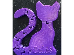 print place cat articulated tail animal customizable printinplace toy 3d print model - Mito3D