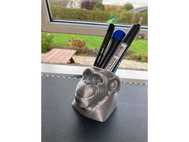 chimp pencil holder chimpanzee stationary 3D print model - Mito3D