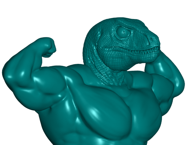 ultra swole velociraptor bodybuilder dinosaur raptor 3D print model - Mito3D