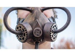 steampunk respirator gas mask gear filter covers 3d print model - Mito3D