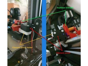 filamento sensor suporte dualgear extrusora ender 3 pró v2 crialidade dual extrusão 3d print model - Mito3D