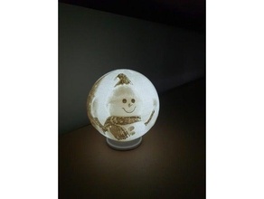 snowman globe lithophane 3d print model - Mito3D