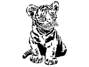 tigre filhote estêncil 2 arte bebê gato 3d print model - Mito3D