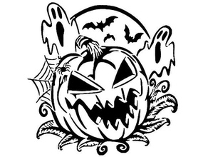 halloween stencil 2 bats ghost decoration jack lantern scary 3d print model - Mito3D