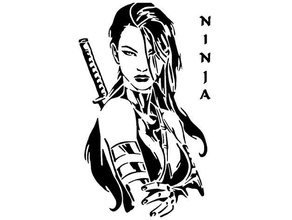 ninja menina estêncil arte sexy girl 3d print model - Mito3D