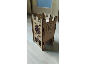 2 floors wood tower castle decor lasercut 3d print model - Mito3D