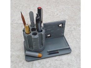 escrivaninha organizador revólver caneta phone suporte 3d print model - Mito3D