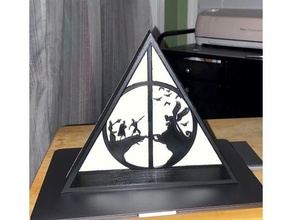 deathly hallows shadowbox harrypotter harry potter wizard wizarding 3d print model - Mito3D