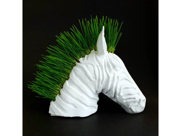 cebra plantador hierba gato césped hidroponia florero pasto trigo 3D print model - Mito3D