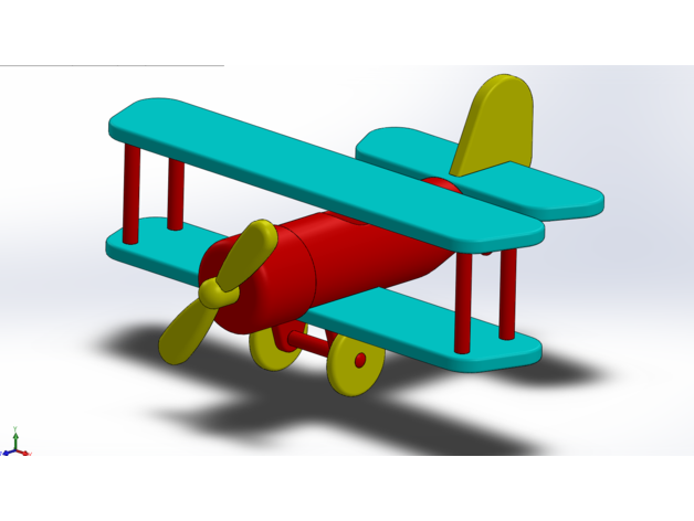 bois avion jouet biplan facile impression 3D print model - Mito3D