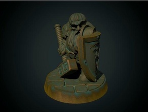 dwarf paladin 28mm supportless fdm friendly cleric dnd dungeons dragons fantasy warhammer 3d print model - Mito3D