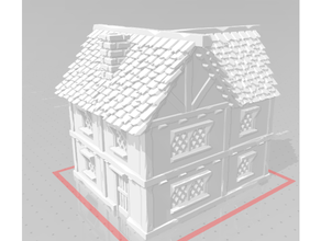 mittelalterlich Haus geformt breit Ausführung Gebäude Miniatur Modell 3d print model - Mito3D