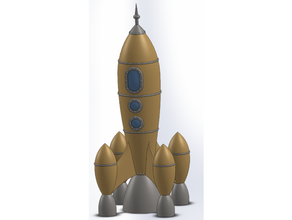 retro Rakete 2 unterstützt erforderlich 3d Drucken Fantasie Modell Unterstützung Platz Raumschiff Steampunk 3d print model - Mito3D