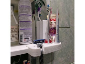 guten morgen organizer no1 bathroom holder razor toothbrush toothpaste 3d print model - Mito3D