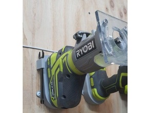 Ryobi + 18v fio aparar roteador parede monte chave inglesa suporte 3d print model - Mito3D