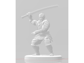 rpg mini humano samurai combatiente masculino 28mm bushido dd dnd dnd5e katana miniatura 3d print model - Mito3D