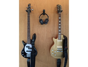 waza aire pared percha recoger almacenamiento guitarra auriculares 3d print model - Mito3D