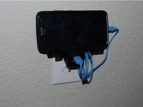 teléfono toma corriente USB cargador estante célula muelle iphone micro cubierta carcasa funda enchufe pared 3d print model - Mito3D