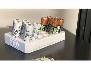 rechargeable aa aaa batterie titulaire soutien organisateur batteries charge personnalisé distributeur pile pieux recharger espace rangement 3d print model - Mito3D