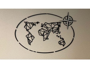 map compass abstrait carte deco decoration des monde murale rose vents 3d print model - Mito3D