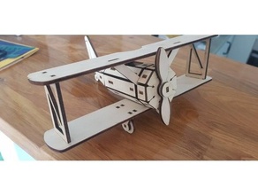 bi-plane 3mm plywood airplane biplane laser lasercut cut cutter cutting model plane toy 3d print model - Mito3D
