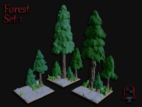 açık yaprak orman Ayarlamak 1 dnd çam masaüstü oyun arazi ağaç savaş oyunu oyunları 3d print model - Mito3D