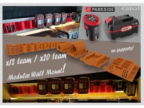 modulaire parkide x20 x12 mur monter batterie équipe 3d print model - Mito3D