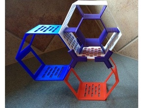 hexcell modular display stand extras collectibles figure funko pop geometric geometrical hexagon hexagonal honeycomb shelf metal earth organizer 3d print model - Mito3D