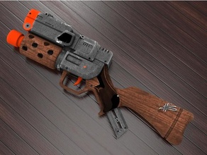 outlaw magfed flywheel blaster dart dieselpunk gun hotkoin nerf semiauto west 3d print model - Mito3D