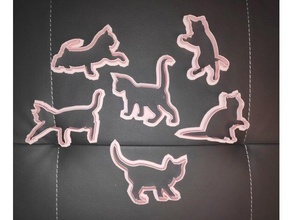fino gato biscoito cortadores 6 pacote Cortador biscoitos cortador 3d print model - Mito3D