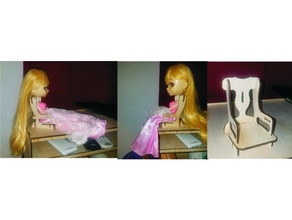 pullip doll chair laser cut 3mm stock 3d print model - Mito3D