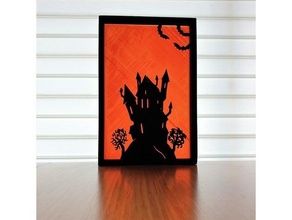 halloween silhouette large hallows eve art artwork bats decoration easy support ornament scary ghost 3d print model - Mito3D