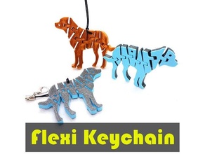 flexi artikuliert Hund Schlüsselbund Tier Tiere flexibel Jtronics Schlüsselanhänger 3d print model - Mito3D