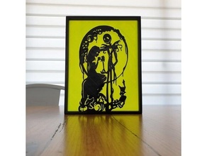 pesadelo Natal silhueta arte presente Bruxas macaco Skellington exmas natal suporte Tim Burton tim 3d print model - Mito3D