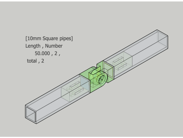 10mm square pipe bending joint 3D print model - Mito3D