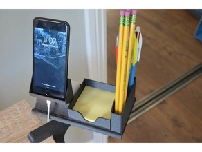 escritorio organizador estudiante desafio 3d impresión armar personalizable proyecto diseño fácil modelo organización lápiz soporte bolígrafo teléfono estante rápido pegajoso notas 3d print model - Mito3D