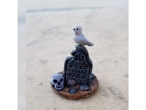 coruja grave 28mm 28mmscale animais banco dnd cemitério Bruxas miniatura Morto vivo 3d print model - Mito3D